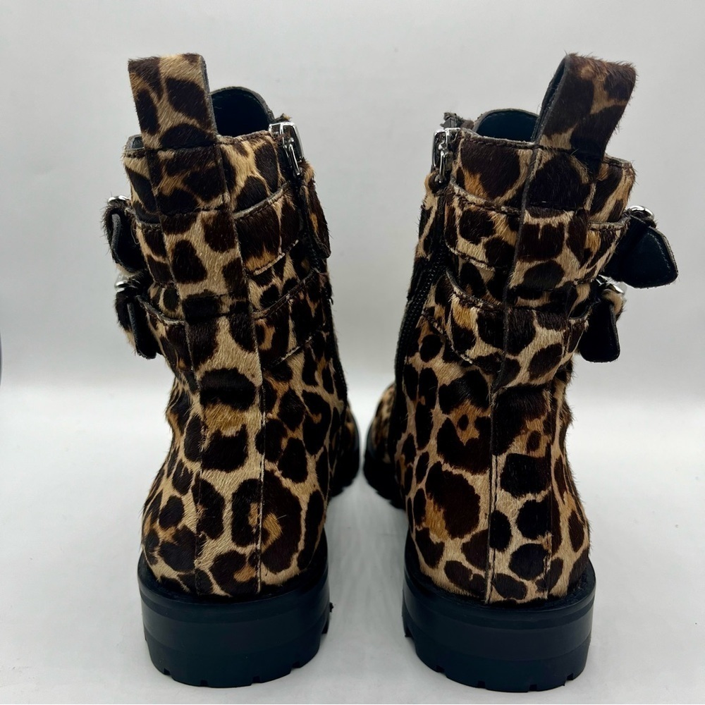 REBECCA MINKOFF Animal Print Boots Jaiden Calf Hair Leopard Combat Boots Size 8M - Picture 8 of 16